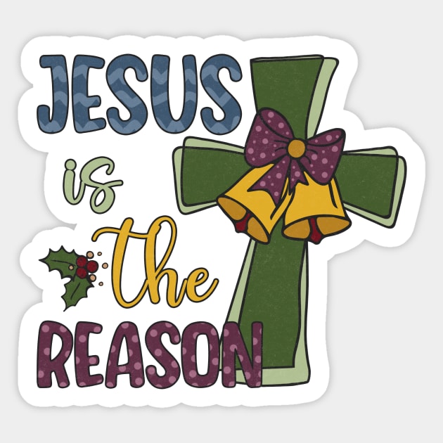 Jesus is The Reason Christmas Present Sticker by Teewyld